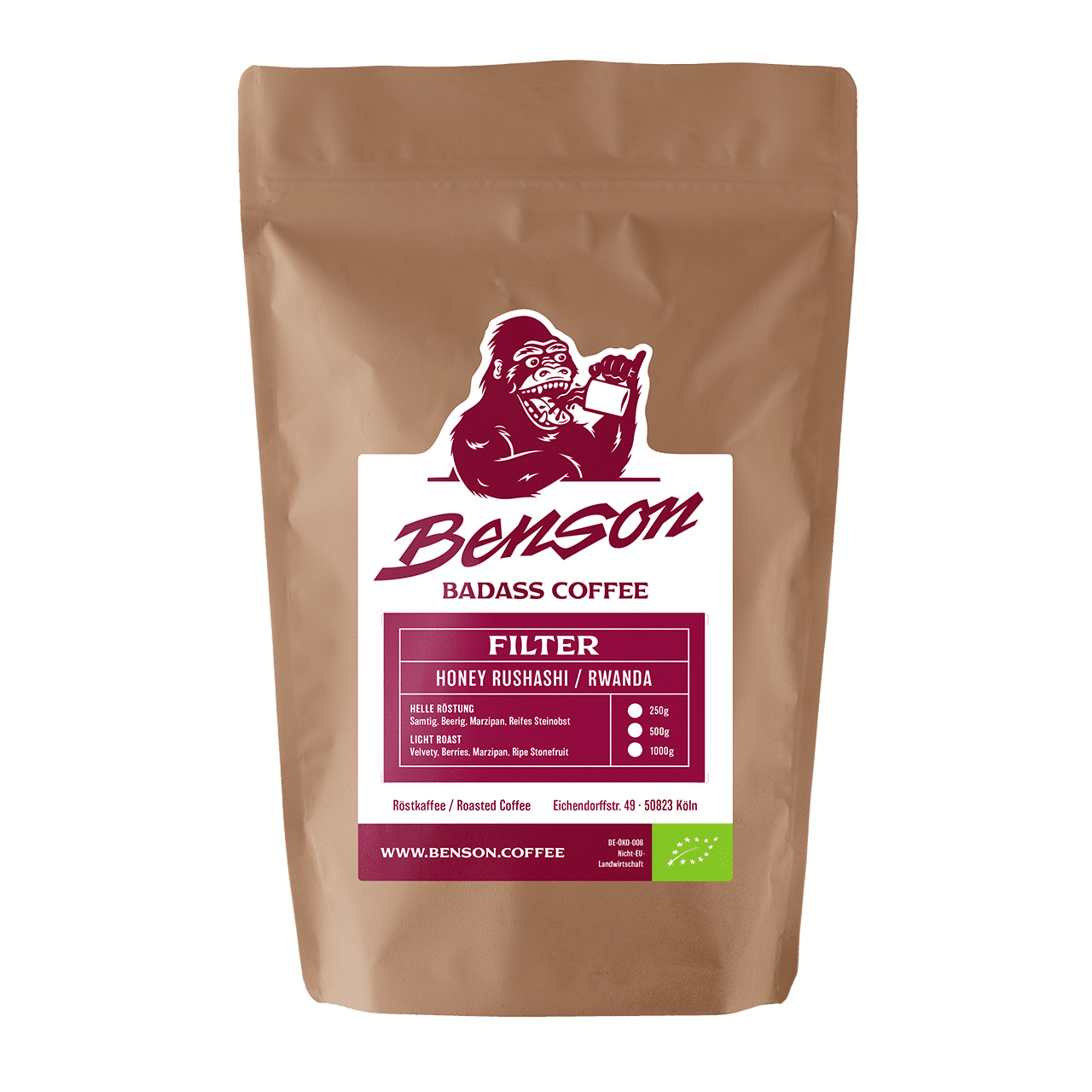 Benson Coffee – Honey Rushashi – Rwanda – Filter – Organic